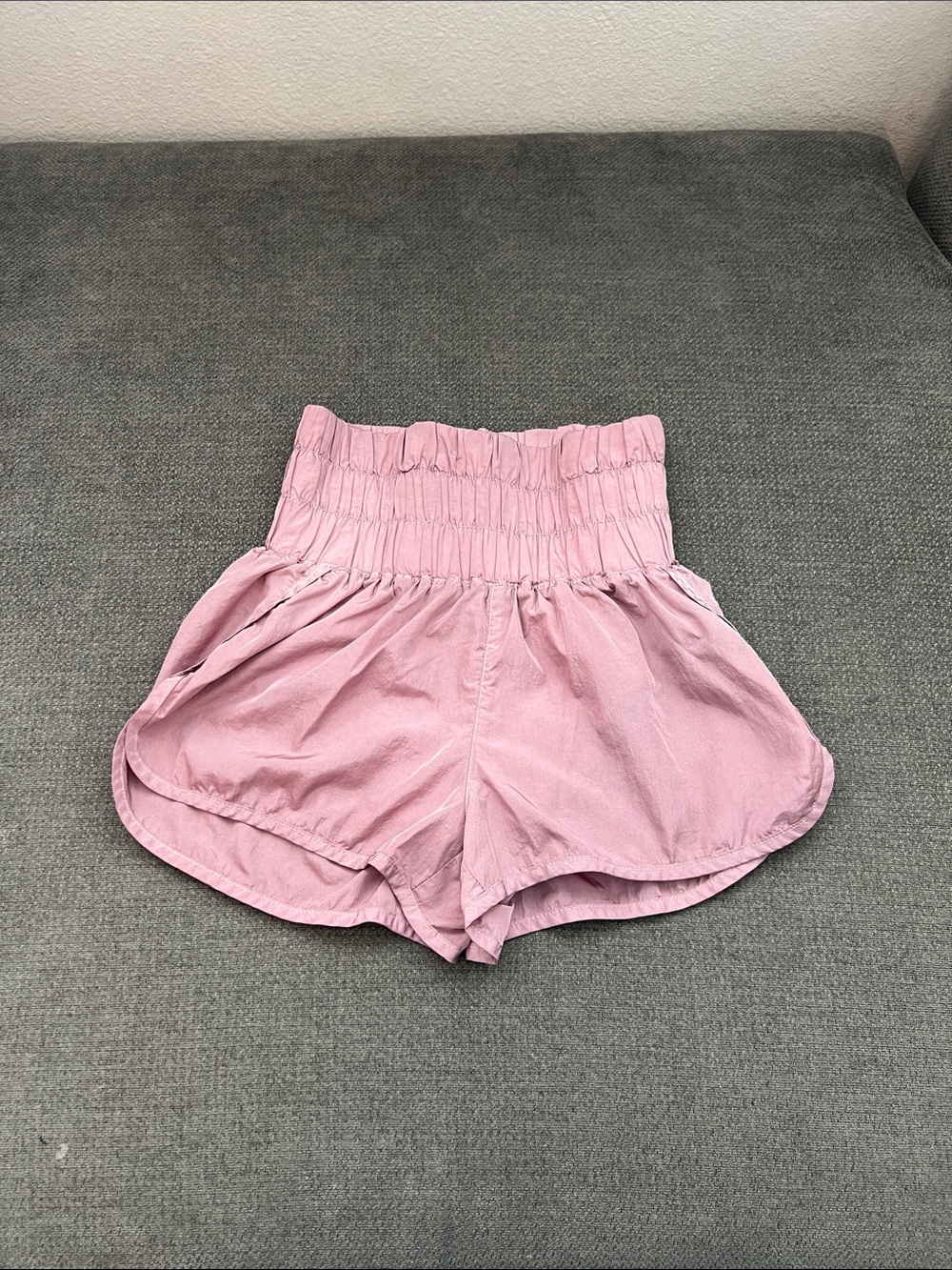 FP Movement by Free People Dusty Pink High-Waist Smocked Shorts